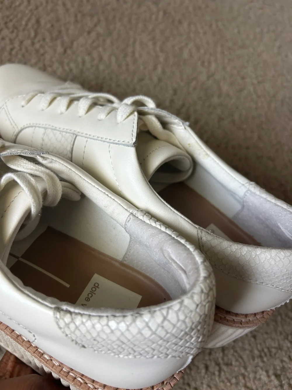 Dolce Vita White Leather Tiger Platform Sneakers in Cream - Picture 10 of 10